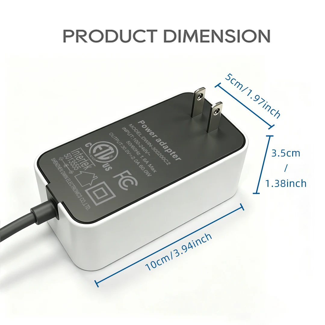 US Plug 60W 30V 2A Starlink Mini Power Supply Adapter, Anti-Interference Stable Signal AC-DC Charging Cable For Starlink Mini