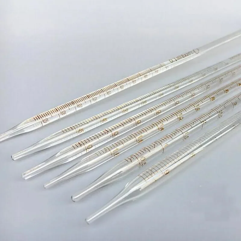 5Pcs /Lot 0.1ml to 50ml Glass Graduated Pipette with Color All Mark Size Available Glass Dropper Pipet Tube Transfer Pipette