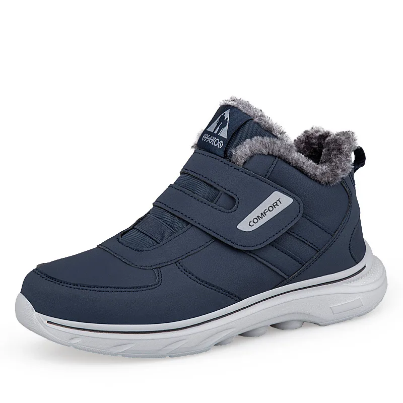 New Winter Boots for Men Waterproof Leather Warm Snow Ankle Man Boots Outdoor Warm Plush Non-slip Work High-top Men Casual Shoes
