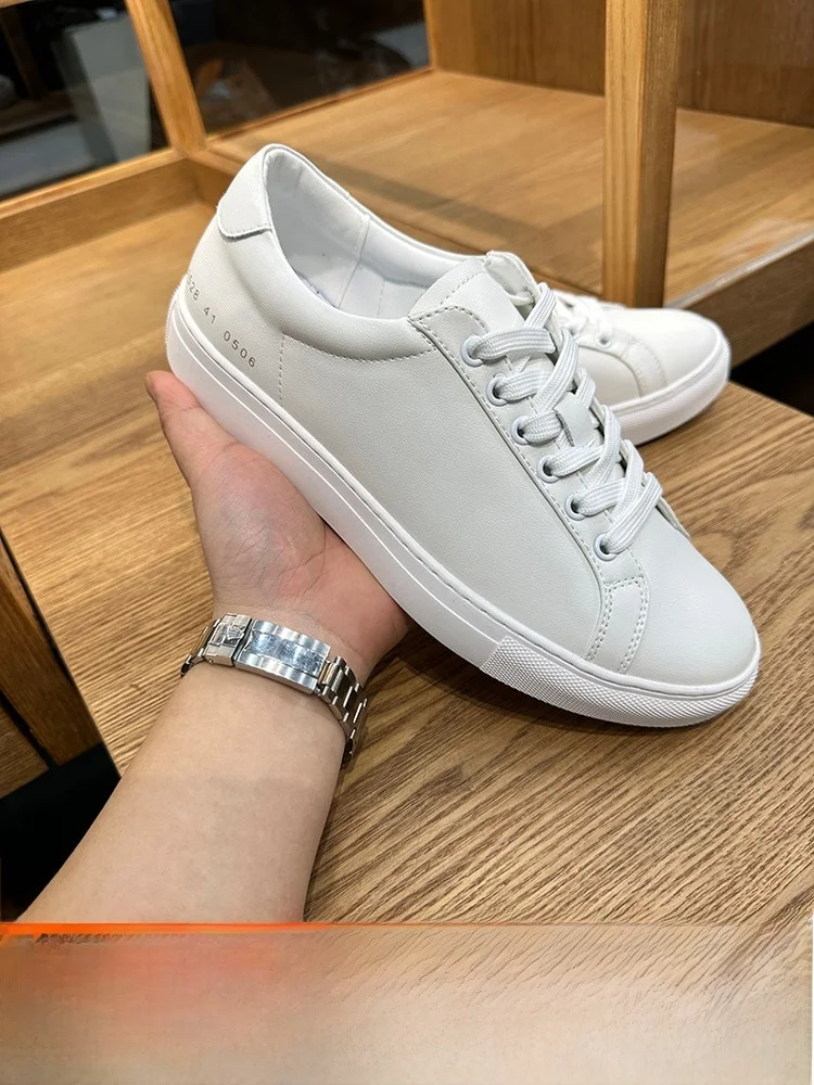Limited Edition Casual Loafers Leather Unisex Flat Heel Fashion Sneakers Plain Color Glue-Welded Sole round Toe Sporty Flats