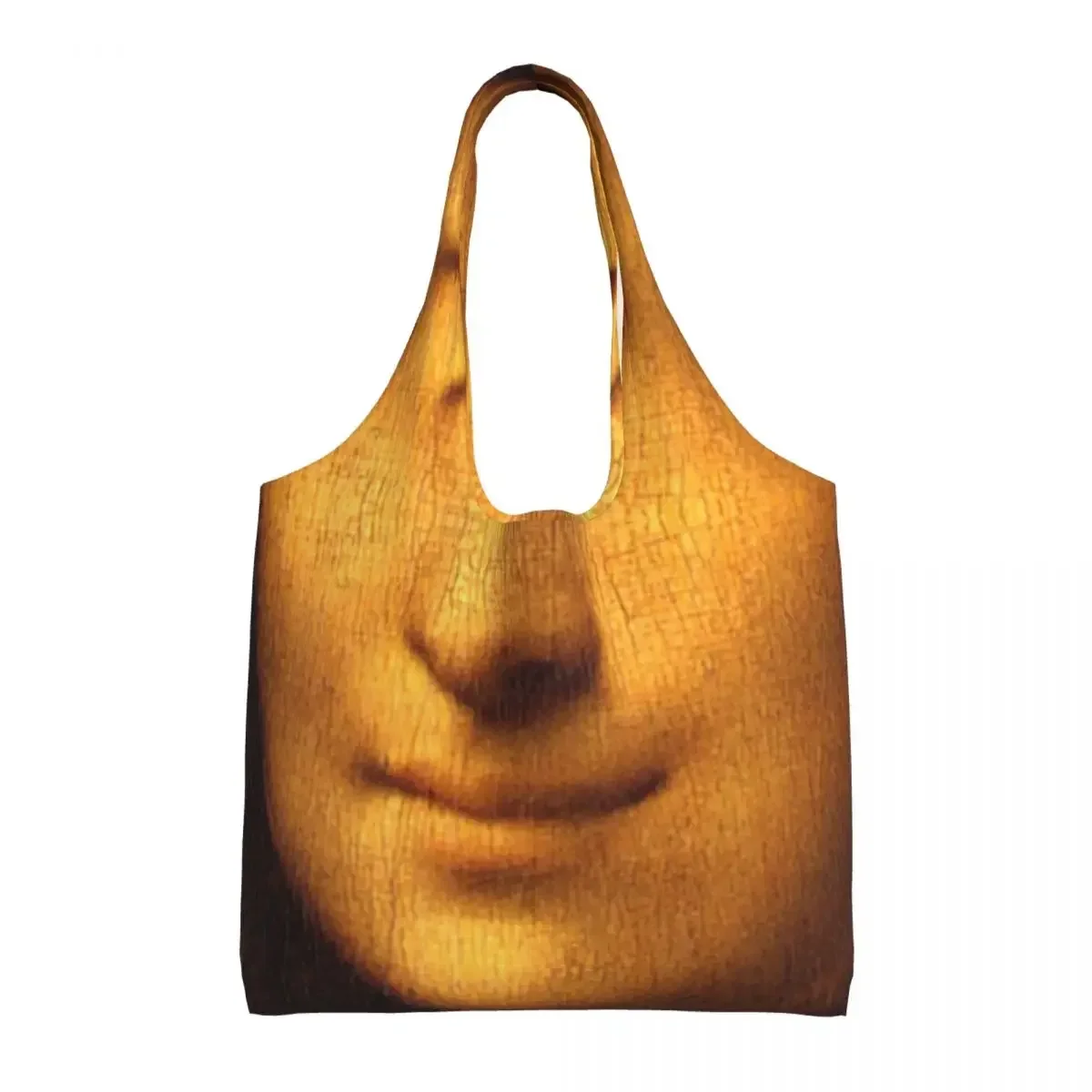 Mysterious Smile Leonardo Da Vinci Grocery Shopping Tote Bags Women Mona Lisa Canvas Shopper Shoulder Bags Big Capacity Handbag