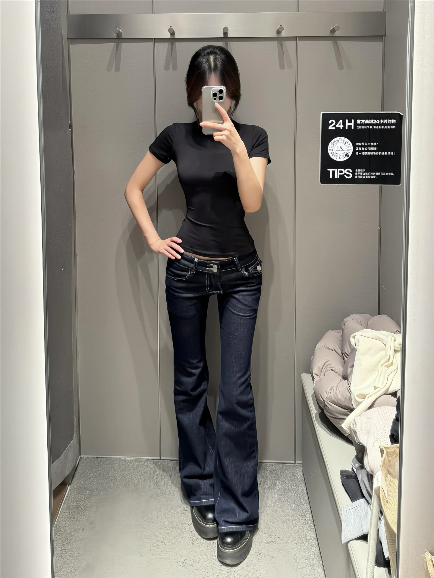 

American Retro Denim Blue Low Waist Flared Jeans Women's Spring Summer Slimming Long Floor-Length Pants Casual Cotton Jeans