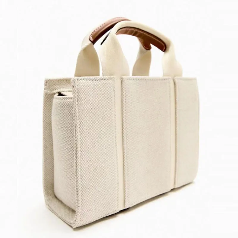 Simple Design Beige Canvas Women Bag Women Handbag 2024 New Single Shoulder Bag Crossbody Bag