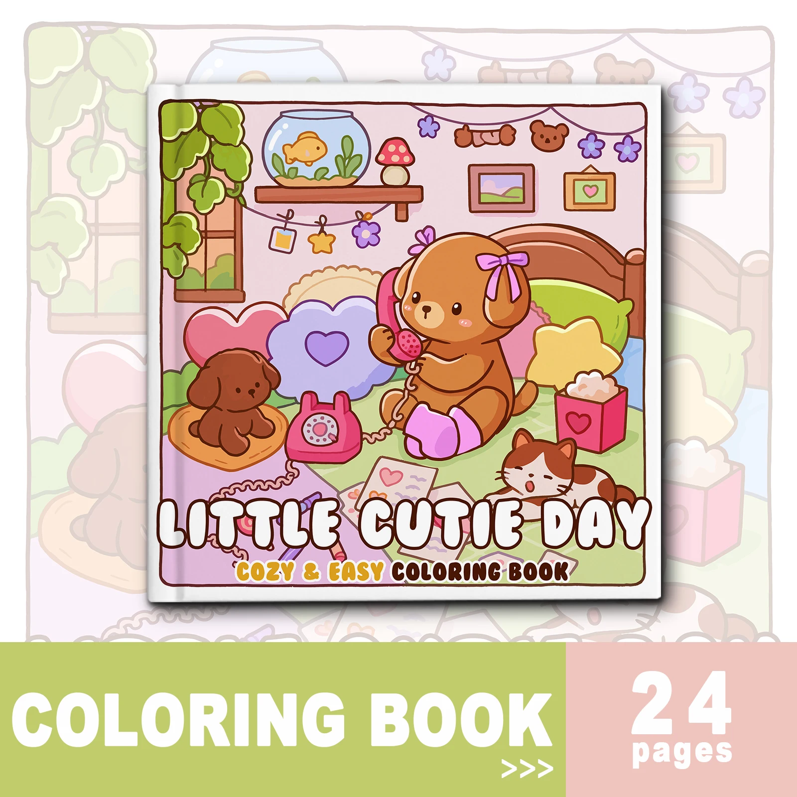 LITTLE CUTIE DAY Bold-easy Patterns Coloring Book for Adults Cute Drawing Book Perfect Gift for Party and Birthday