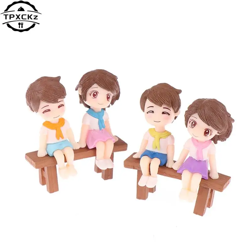 2pcs Lovers Couple Miniature Mini Doll DIY Terrarium Figurines Fairy Garden Decor Valentine\'s Day Gift Wedding Cake Topper Decor