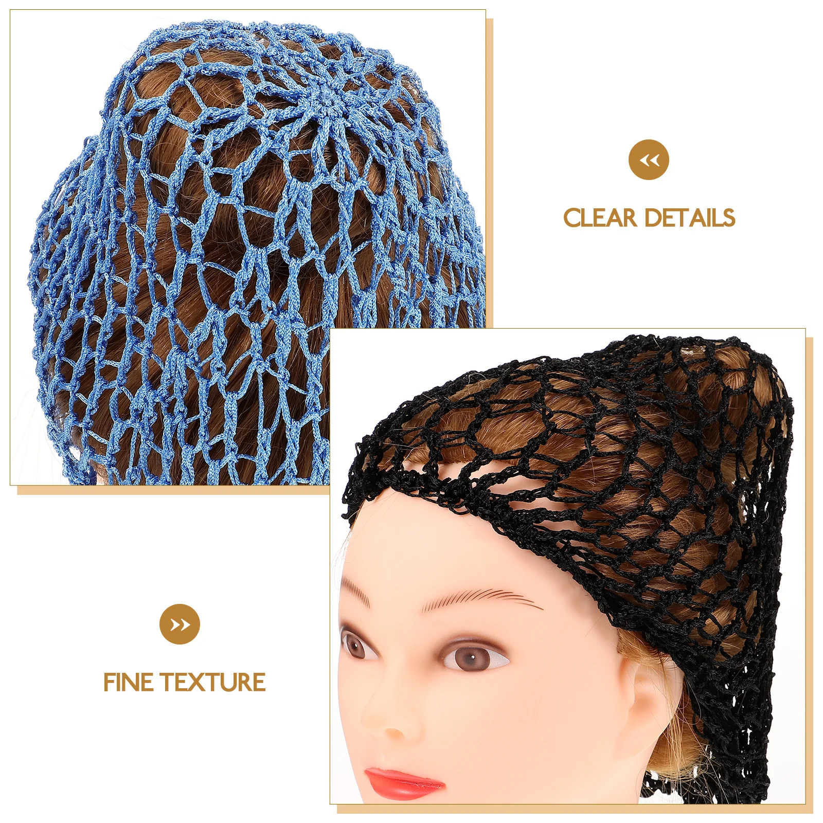 

2pcs Long Mesh Bag Black Light Knit Hat Crochet Hairnets Women Food Service Comfortable Elastic