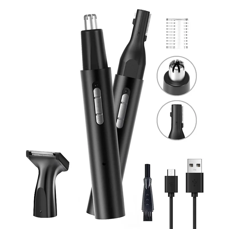 Nasal Hair Trimmer Metal Tube Electric Nasal Hair Device Household 3 in 1 Multi-function USB Charging Electric Eyebrow Trimmer