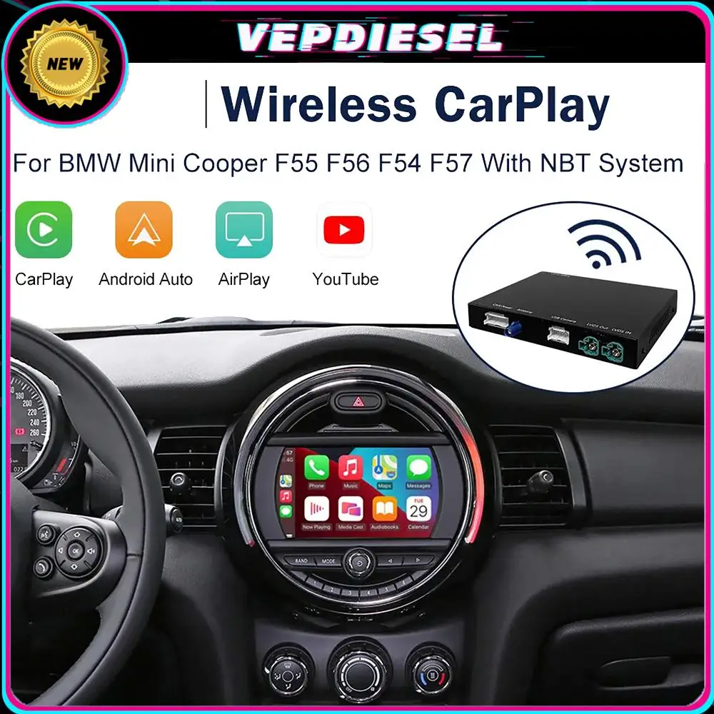 

Wireless CarPlay Android Auto NBT For BMW Mini Cooper One Hatch Clubman R55 R56 R57 R58 R59 R60 R61 F54 F55 F56 F57 Mirror Link