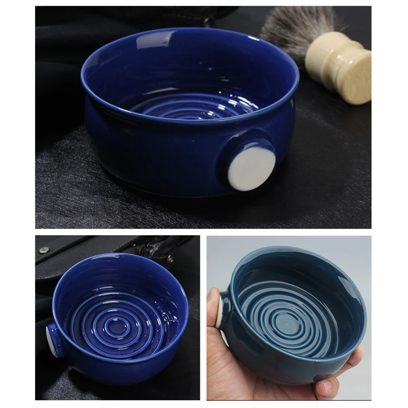 

2 Colors Ceramic Shaving Lather Bowl Thread Bottom Wide Mouth Man Wet Shaving Pottery Soap Cream Mug