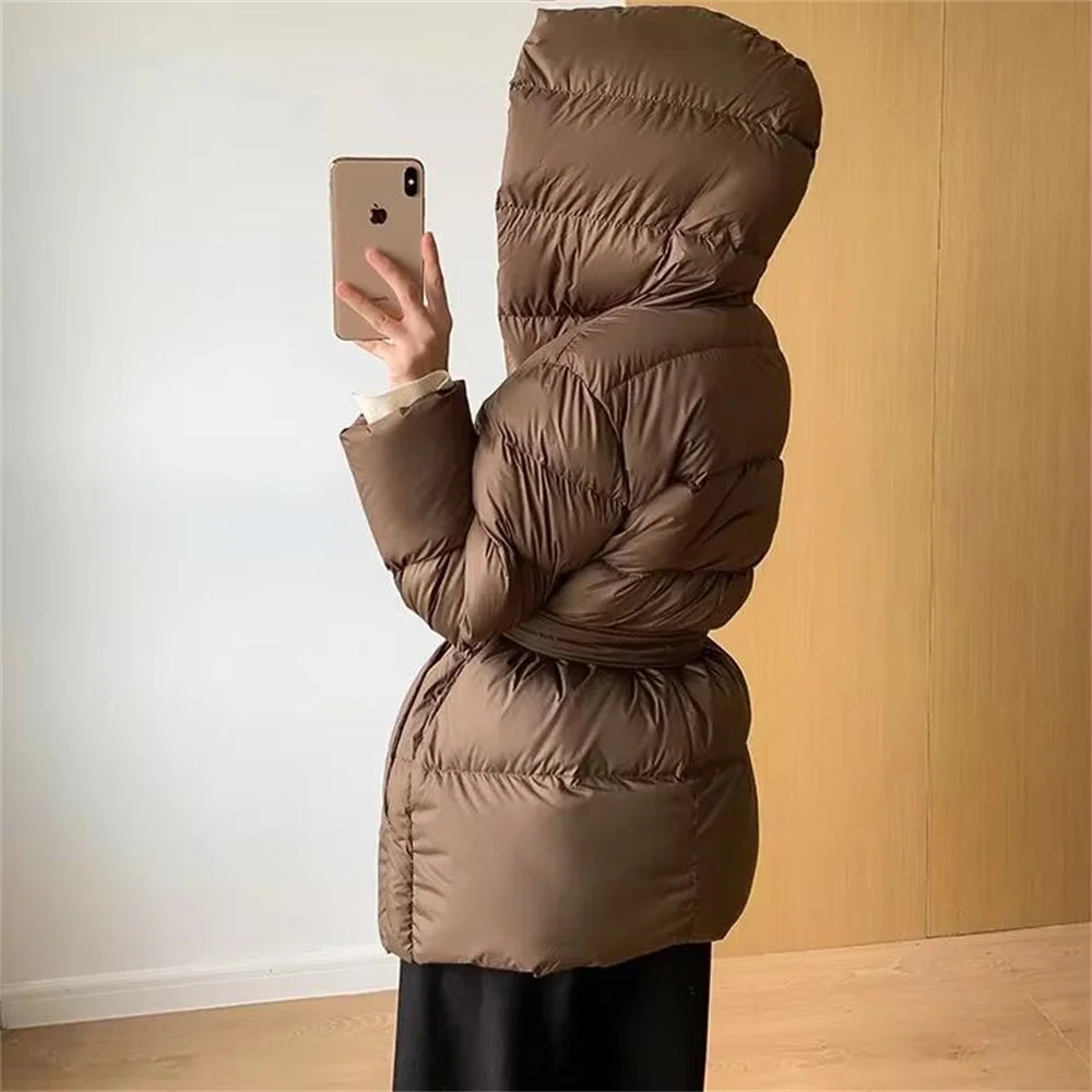 Winter Soft Cotton Down Warm Parkas Women Hooded Slim Lace Up Casual Jacket Outwears Female Thicken Casual Quilted Jacket Coats