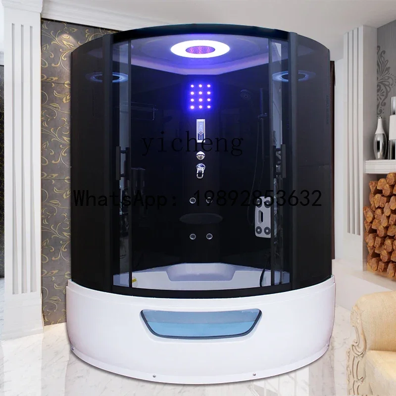 b7-integrated shower sauna room tempered glass integrated bathtub