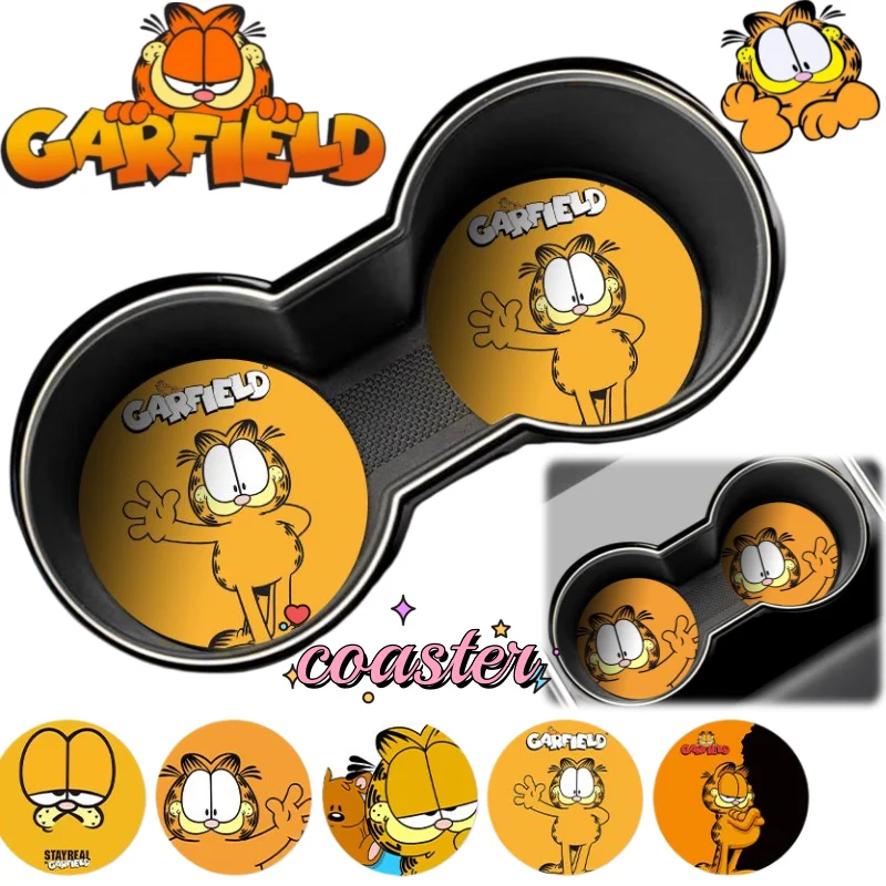 

New Garfield Odie car coaster with high-quality cartoon print creative universal non-slip and wear-resistant cup mat for cars