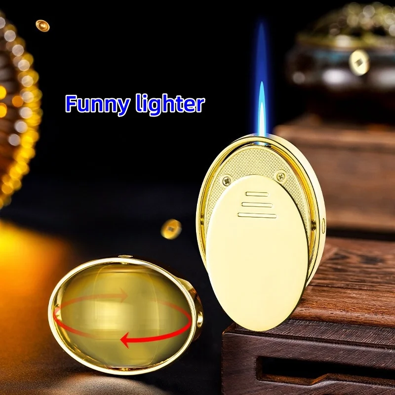 Creative Rotating Direct Lighter Fingertip Play Good Luck Windproof Gyro Direct Lighter New Smoking Men'S Gadgets Gift