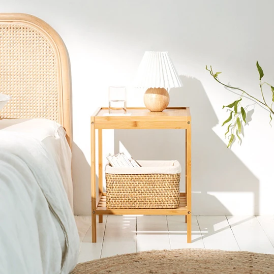 Furniture Side Table Bamboo Square and Rectangular Storage Coffee Table Tea Desk Bedroom Bedside Table Center Table Living Room