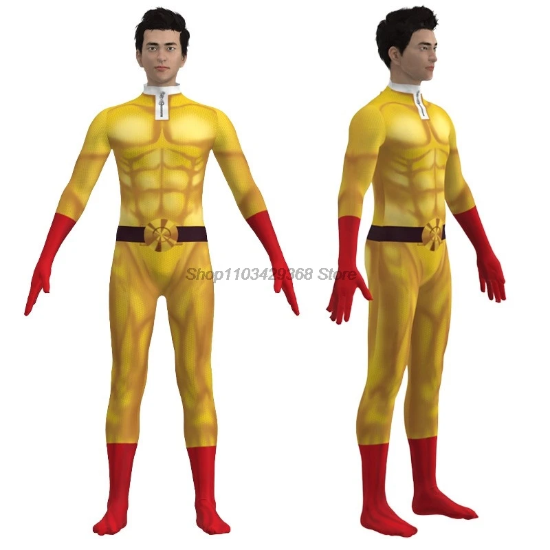 Disfraces de Cosplay de One Punch Man para hombre, mono de Anime Saitama, monos de superhéroe para Halloween, trajes con capa/capa