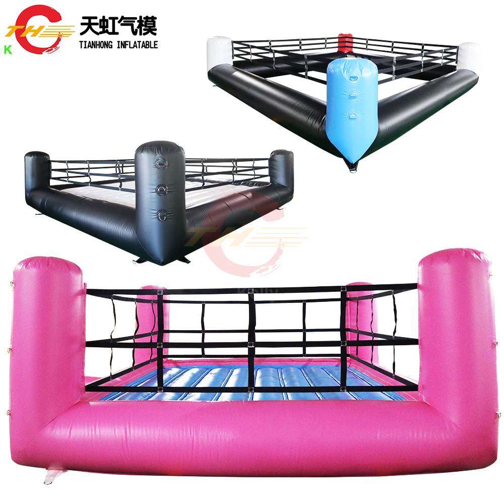 Fast Shipping 6x6m Black Inflatable Boxing Ring Amusement Park Wrestling Boxing Arena Challenge Sport Game for Sale