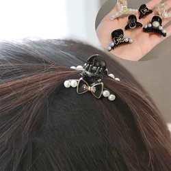 Elegant Camellia Bangs Barrettes Simple Shiny Pearl Hairpin For Woman Vintage Bow Small Hair Claw Fashion Shark Clip Headdress