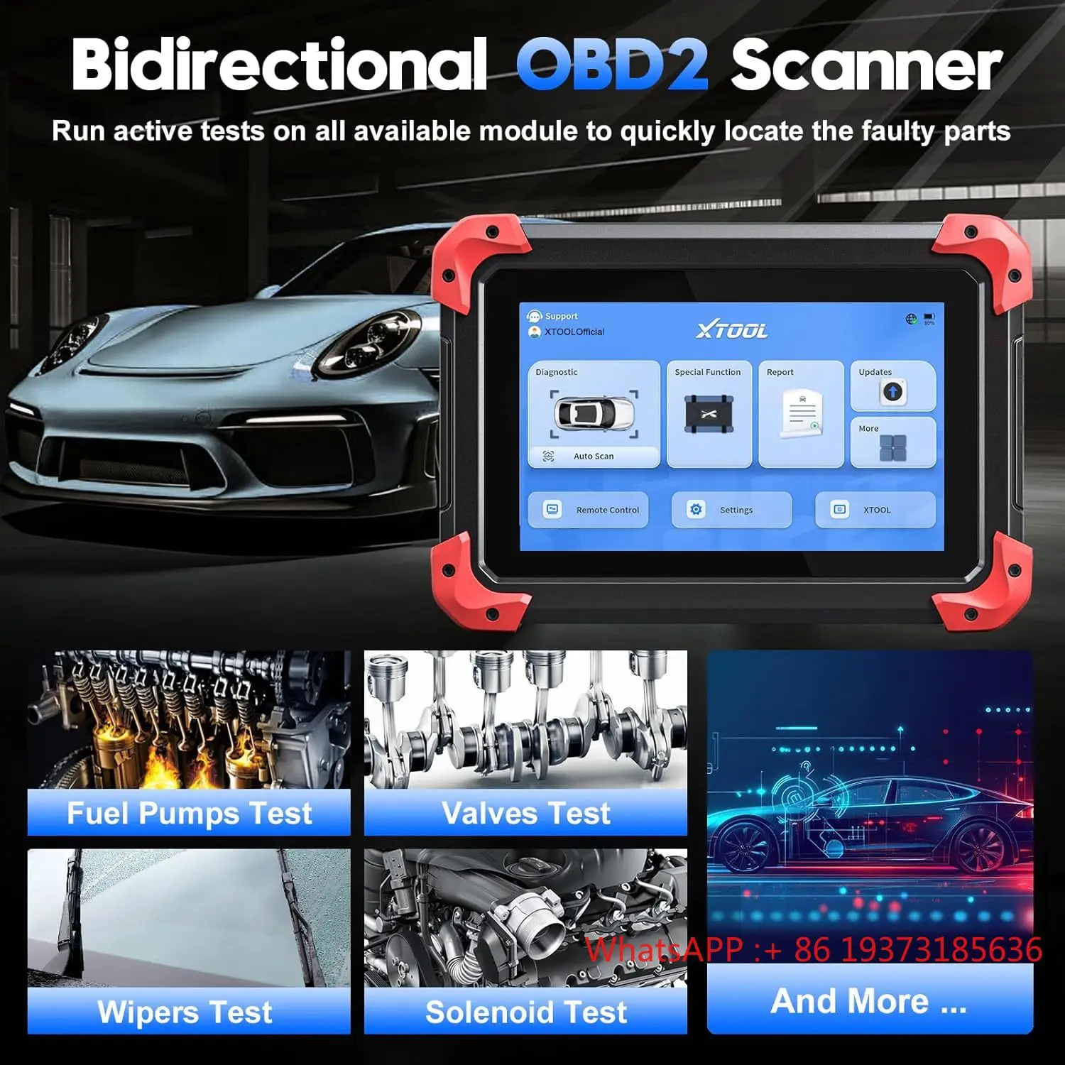 D7 EU Bidirektionales OBD2-Scanner-Diagnosetool ECU-Codierung Schlüsselprogrammierung 36+ Resets Auto VIN Autodiagnosemaschine