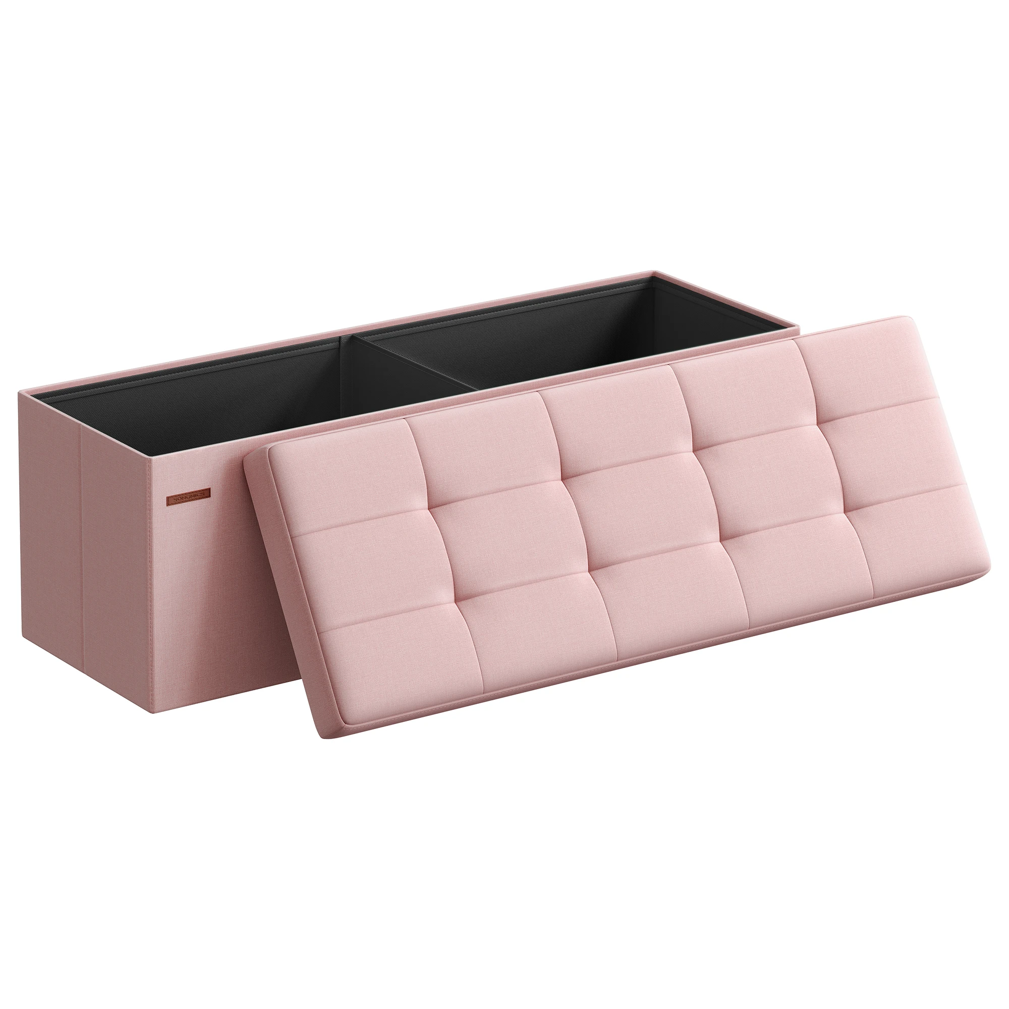 SONGMICS Mazie Collection - 43 Inches Folding Storage Ottoman Bench, Ottoman Foot Rest, End of Bed Bench, Storage Chest