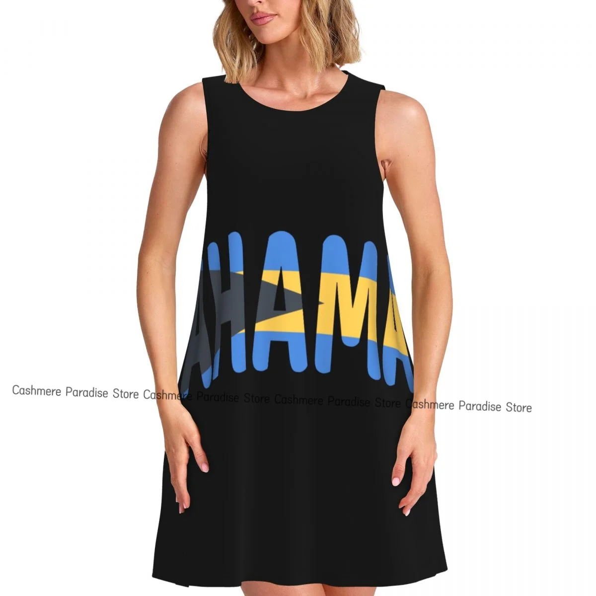 Women's Dress Bahamas Flag Summer Casual T Shirt Dresses Beach Cover up Tank Dress