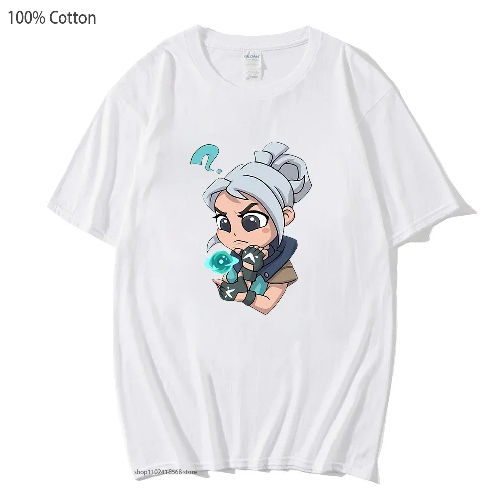 

Jett Funny Print Shirt Man Woman Cartoon Korean Design Valorant Tshirt Unisex Short Sleeve Shirts for Men Streetwear 100% Cotton