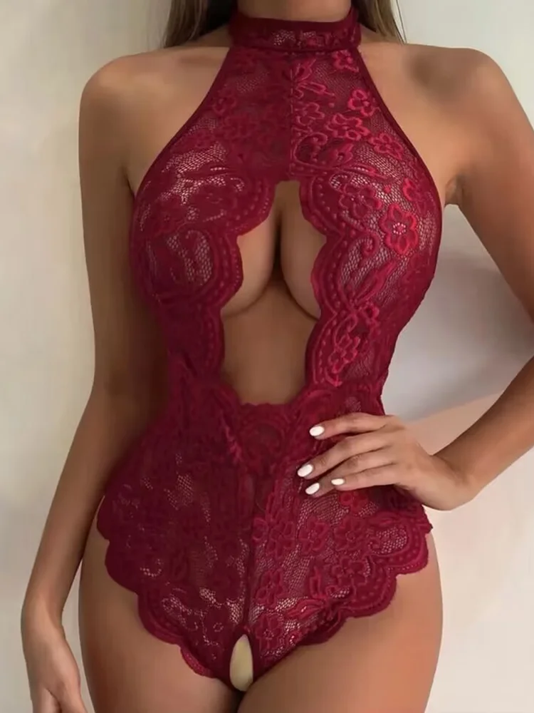 

Womens Open Front Bra and Crotchless Lingerie Set Sexy Suspender Dress with Garters Hot Erotic Costume