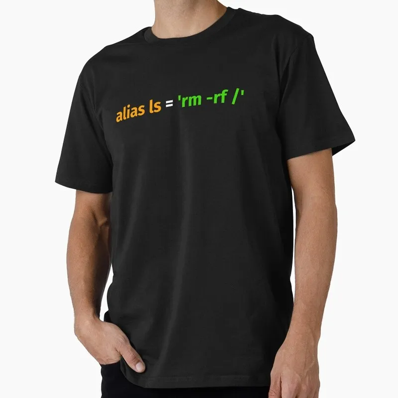 Software Engineer Developer Programmer Alias ls rm rf Funny Linux Graphic T‑Shirt Geek IT Developer Fan Gift Tees S-6XL