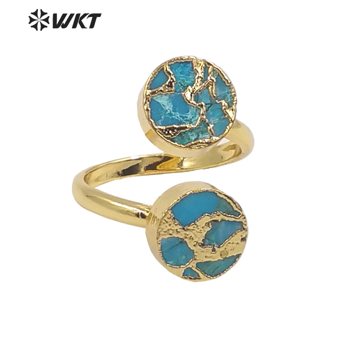 

WT-R394 WKT 2024 Luxury Women's Jewelry Natural Stone Ring Copper Turquoises ACC For Lady Decorated GemsTone Wedding