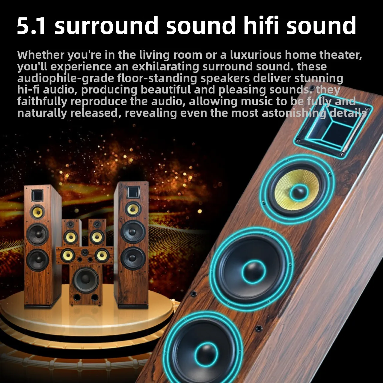 K28 Dual 8inch Passive High Fidelity Audiophile HiFi Speaker Professional Floor Standing Wooden  Speaker for Home Use