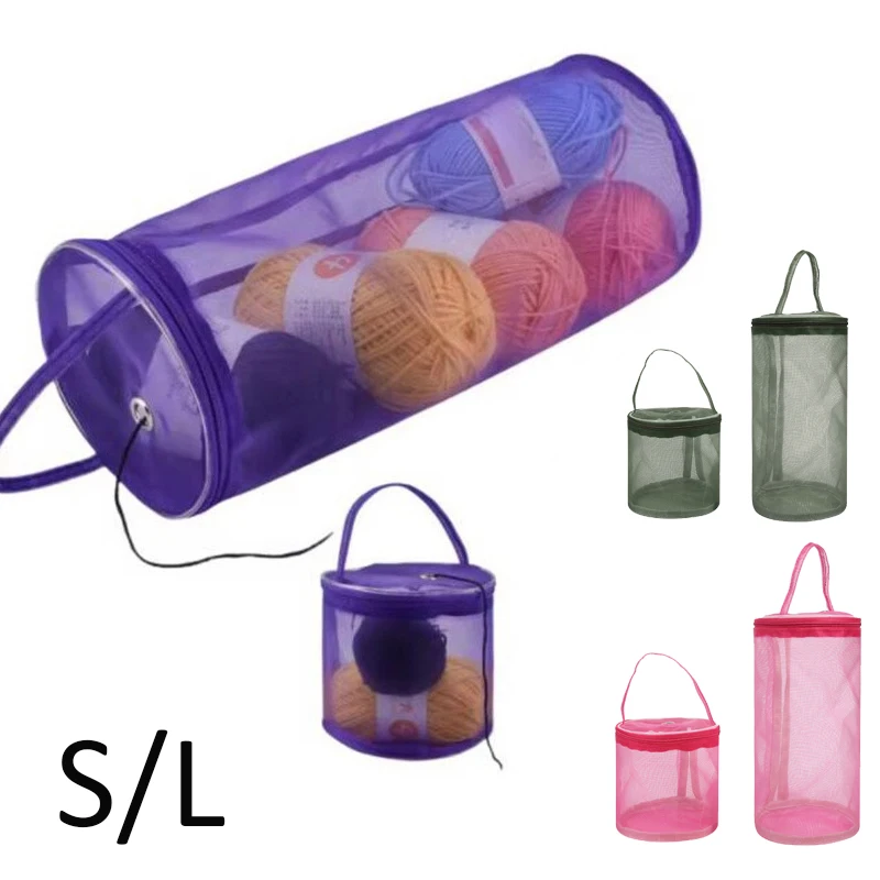 

S/L Mesh Knitting Wool Yarn Bags Portable Storage Bag Sewing Accessories Crochet Handbag Organizer Weave Tools