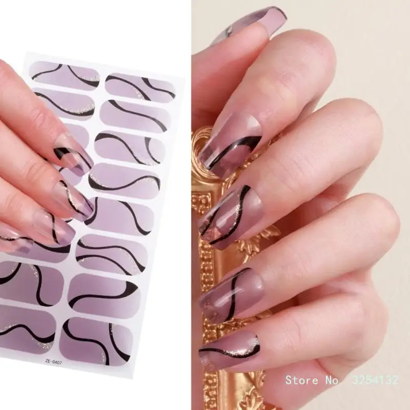 1 foglio Semi polimerizzato Gel unghie Art cursori Manicure Decor UV LED Nail Semi Cured Gel Design decalcomanie per unghie moda Nail Sticker Decor