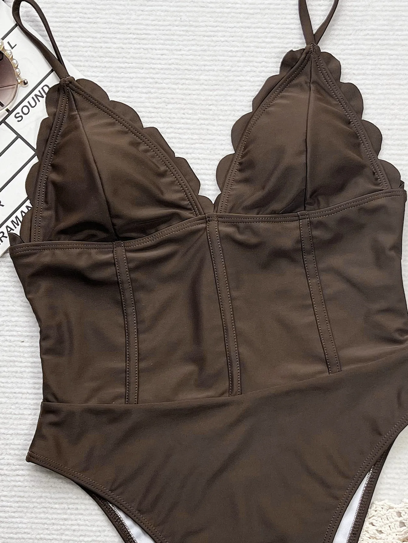 Traje de baño Sexy de una pieza con escote en V profundo, traje de baño con lazo en la parte delantera para mujer, traje de baño estilo Bikini con lazos laterales ajustables, traje de baño con Control de barriga