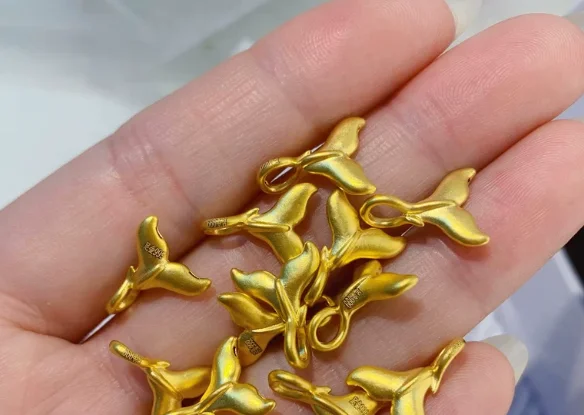 100% real gold 999 pendants 24k pure gold fishtail pendants