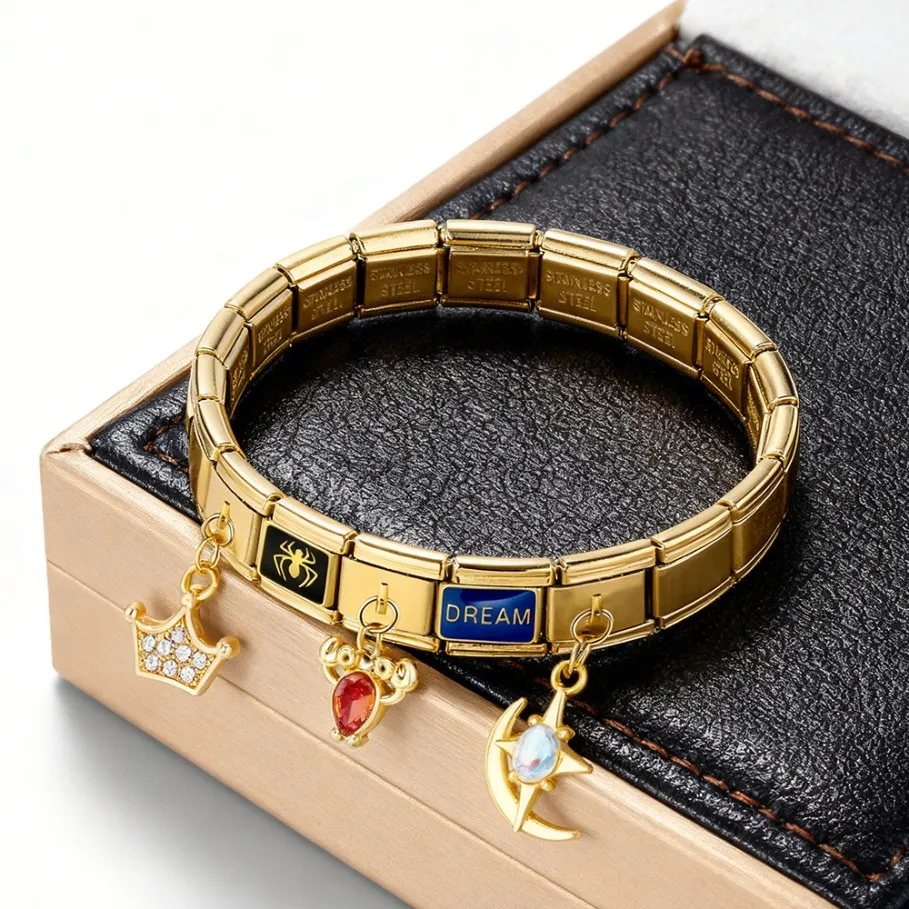 Modischer Kreuz-Wassertropfen-Teufelsherz-Sonnenuntergang-Sterne-Charm-Anhänger passend für 9mm italienisches Edelstahl-Schmuckarmband DIY – Detail 4
