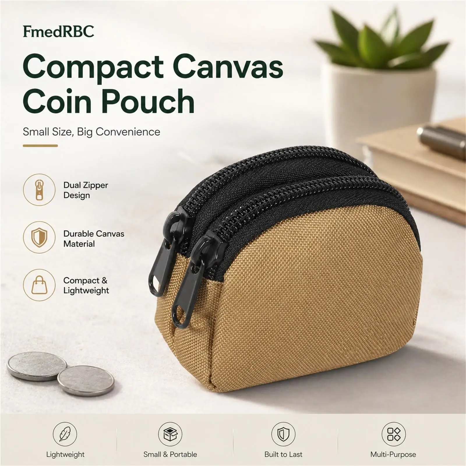 Tactical Mini Waist Pouch, Small EDC Coin Purse with Belt Loop, Double Zipper Key Bag for Outdoor Hiking Travel