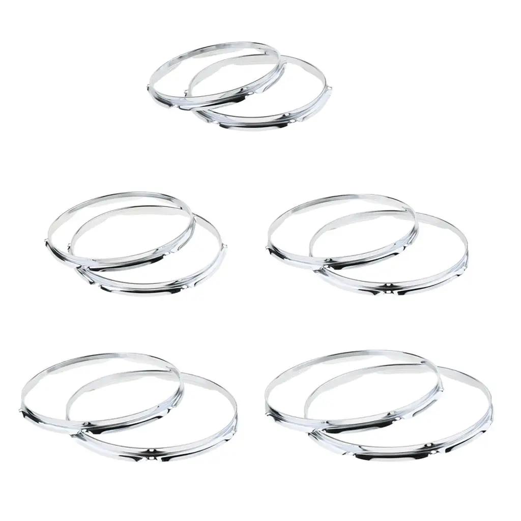 Tooyful 1 Pair Iron Tom Drum Die Cast Hoop Rim Rings Silver for Drum-player Percussion Instrument Accessory