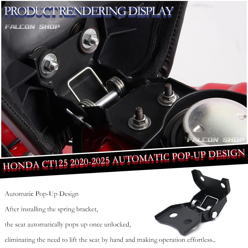 

Подходит для модифицированной подушки сиденья HONDA CT125, пружина 2020-2025, автоматический выдвижной механизм подушки сиденья.