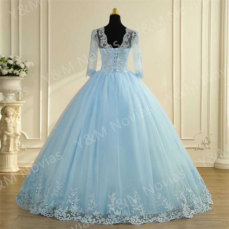 Customized any Color Long Sleeve V Neck Classic Wedding Dress 2026 Lace Vintage For Bridal Modest Wedding Bride Ball Gown