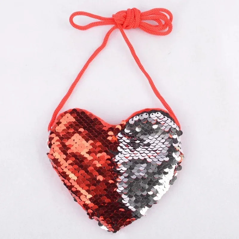 Cute Heart-shaped Children's Coin Purse Mini Lanyard Bag Clutch Wallet Kids Purses Messenger Bag Storage Wallet