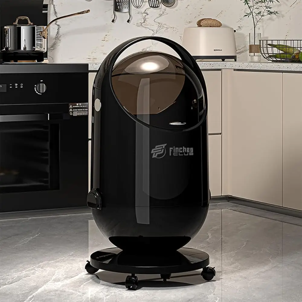 

Trash Can with Rolling Lid, Small Waste Basket with Removable Wheels, Modern Garbage Can for Home, Kitchen, Office, Bathroom