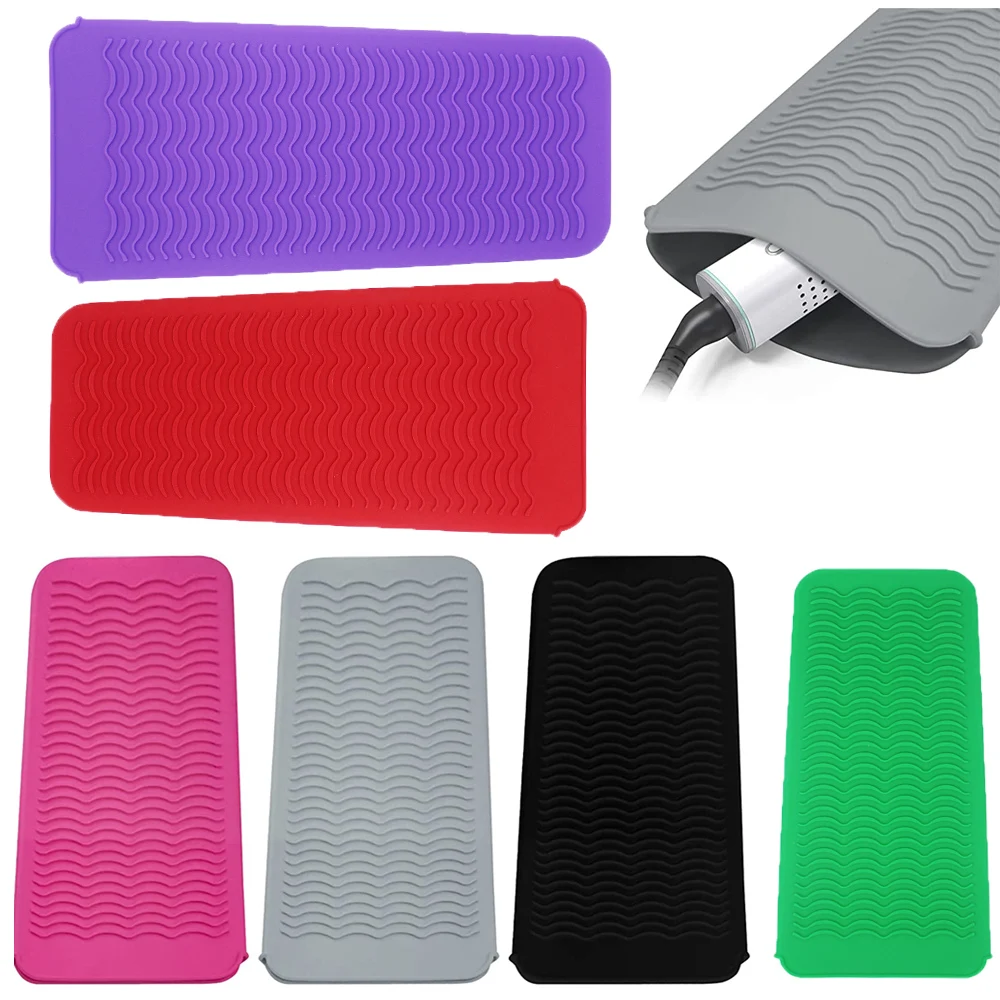 

Silicone Mat Pouch for Flat Iron, Straightener, Curling Iron, Heat Resistant Glove With Silicone Bumps For Hair Styling Tool