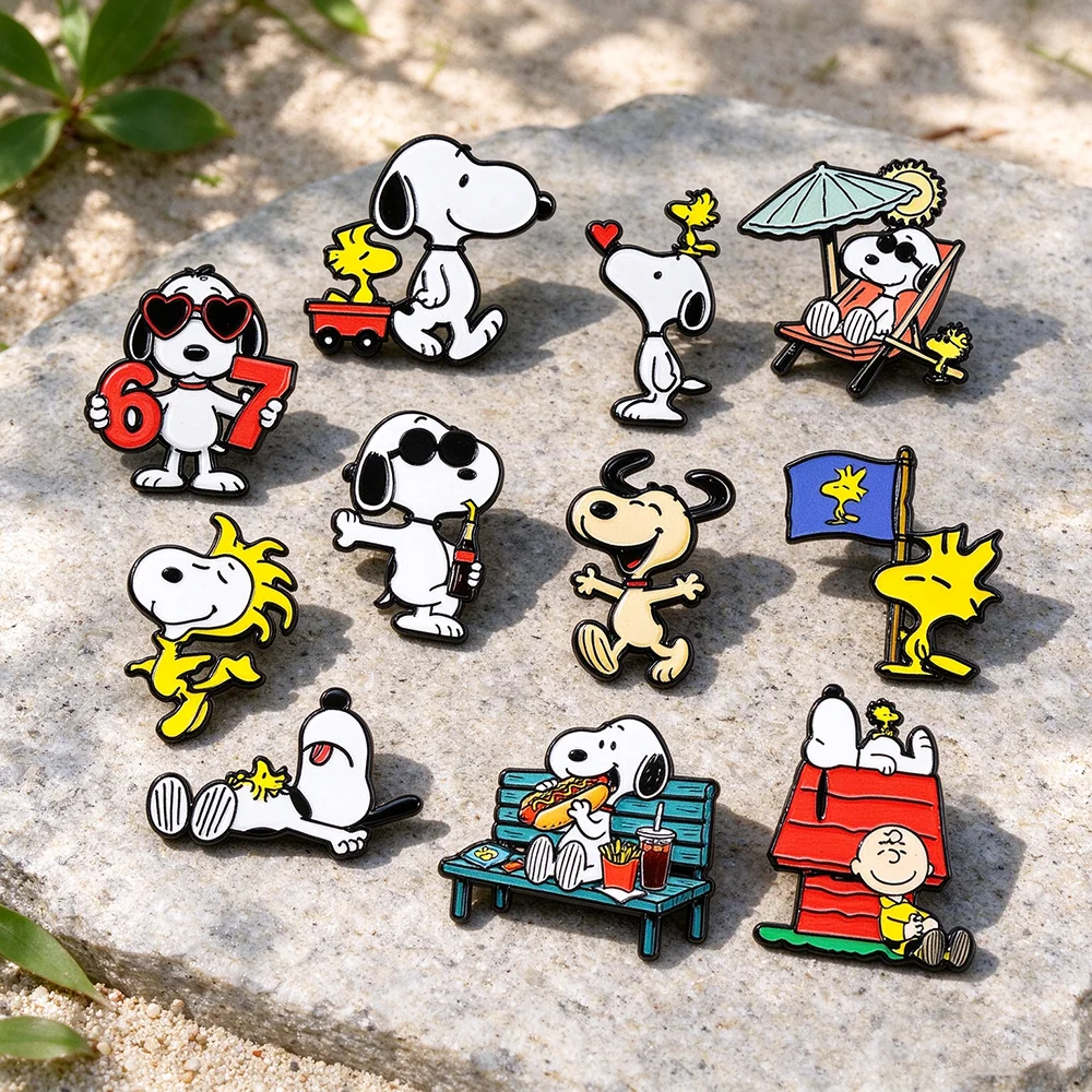 11Pcs Cartoon Puppy Dog Enamel Lapel Pin Set, Funny Character Brooch Badge for Backpacks Clothes, Collectible Pins Gift for Fans view 4