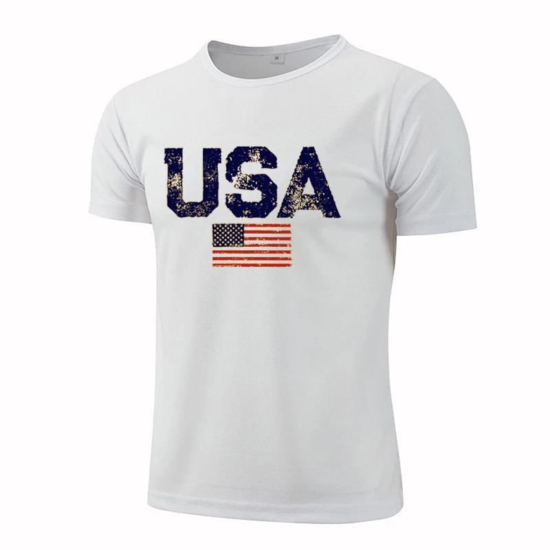 Vintage Usa Flag Street Print Male T Shirts Hip Hop Street Tshirt Summer Casual Fibre Tops large size Breathable Tee Clothes