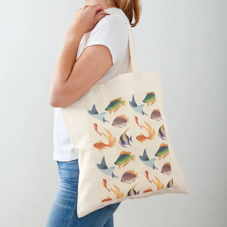 

School Of Fish Tote Bag tote bag woman shopping cart bags Women's shopper Canvas shoulder bag
