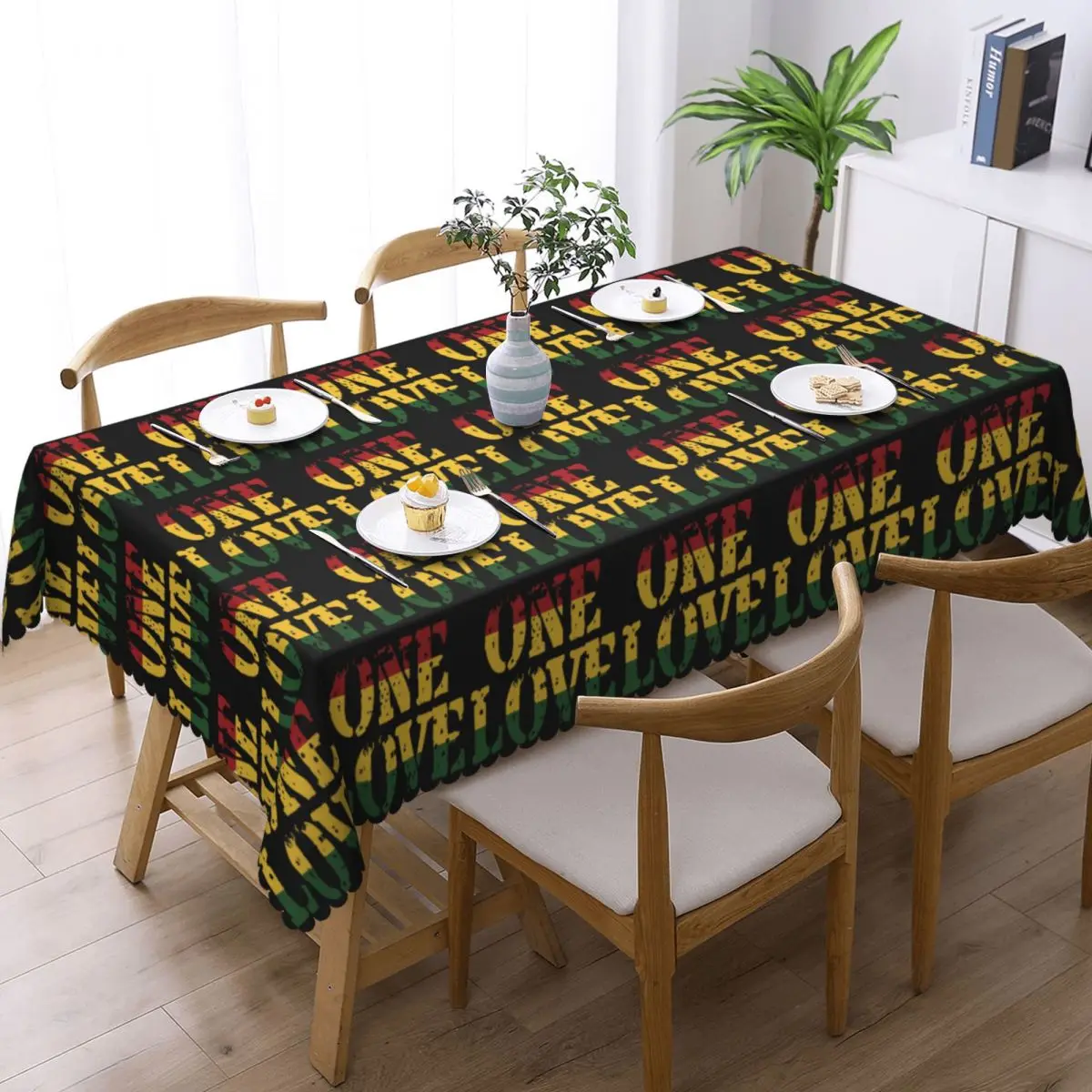Harajuku Vintage Style Arts Bob Marley One Love Custom Rectangular Tablecloth Oilproof Table Cover for Dining Events Table Cloth