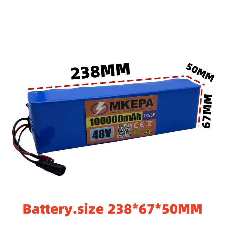 13S3P 48V 100000mAh 100Ah lithium-ion battery pack with 1000W BMS, suitable for 54.6V electric bicycles, scooters, and chargers