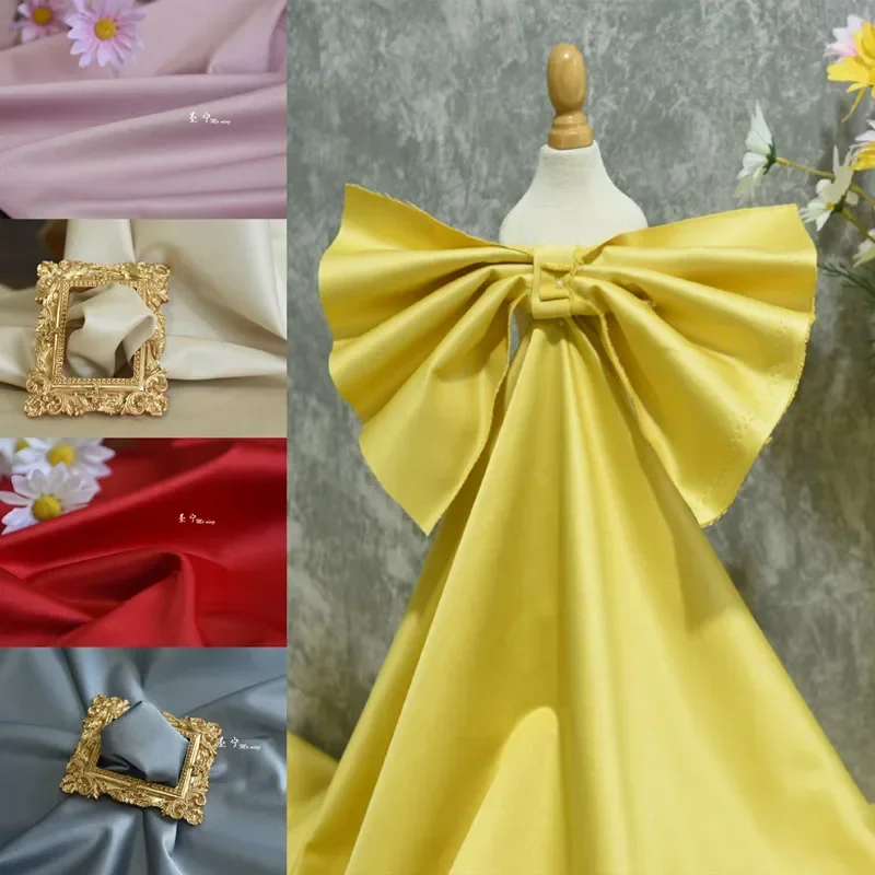 Thick Satin Fabric Wedding Dress Satin Dress Cotton Jacket Windproof Clothing Cloth Material for Sewing By The Yard