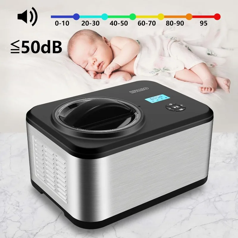 1.6-Quart Ice Cream Maker with Compressor 4 Modes Ice Cream Maker Machine with LCD Display Automatic Gelato & Yogurt Machine