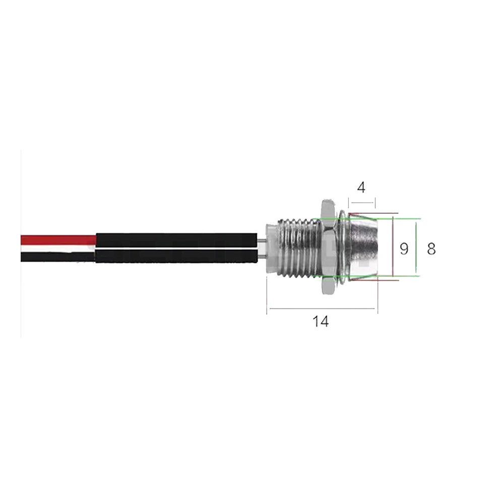 Bombilla LED plana Circular de Metal, precableada, cuentas de 8MM, 5 piezas DC, 5V, 12V, Blanco/cálido/Rojo/azul/verde/naranja/amarillo, 20cm