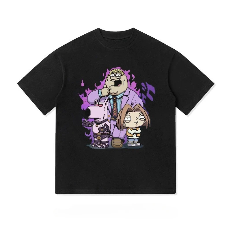 JoJo's Bizarre Adventure Family Guy Fun Graphic Tee Cotton Mens Womens T-Shirt Vintage Streetwear